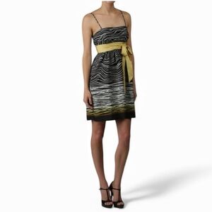 Max and Cleo Elegant Zebra Print Dress with Yellow Accent Size 8